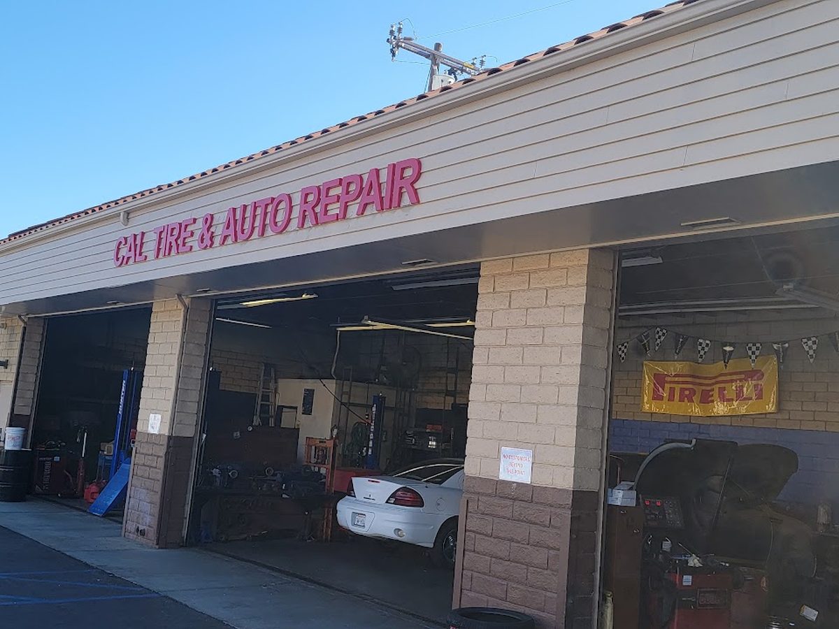 Open service bays at Cal Tire & Auto Repair on Newbury Rd